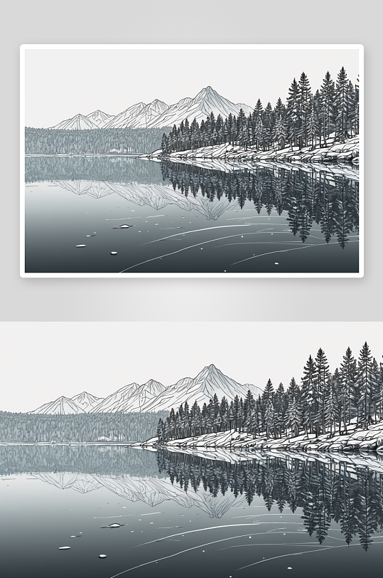 冬天湖高清特写图片
