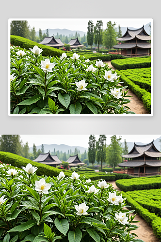 村茶园新芽高清特写图片