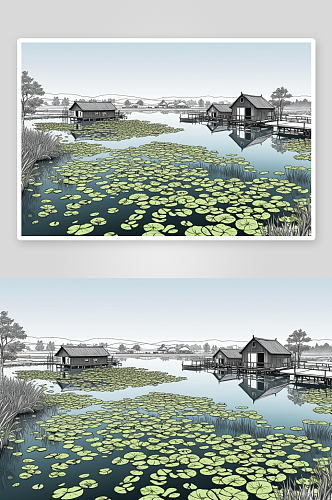 水乡水产养殖产业乡村振兴水池池塘图片