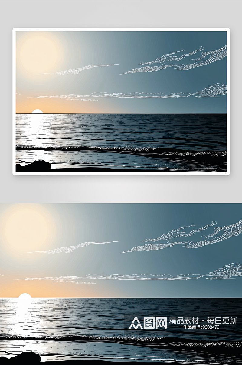 海滩蓝天海水温暖日落图片素材