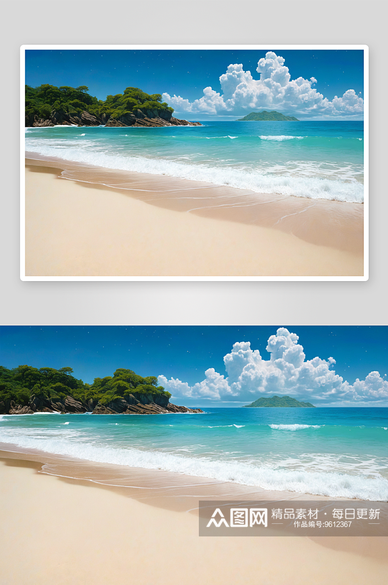 斯海滩沙滩蓝色海洋湾白云背景图片素材