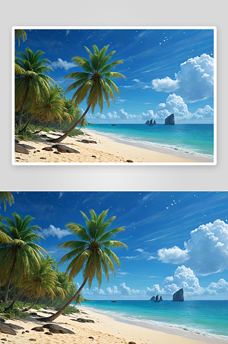 岛热带沙滩椰子树图片