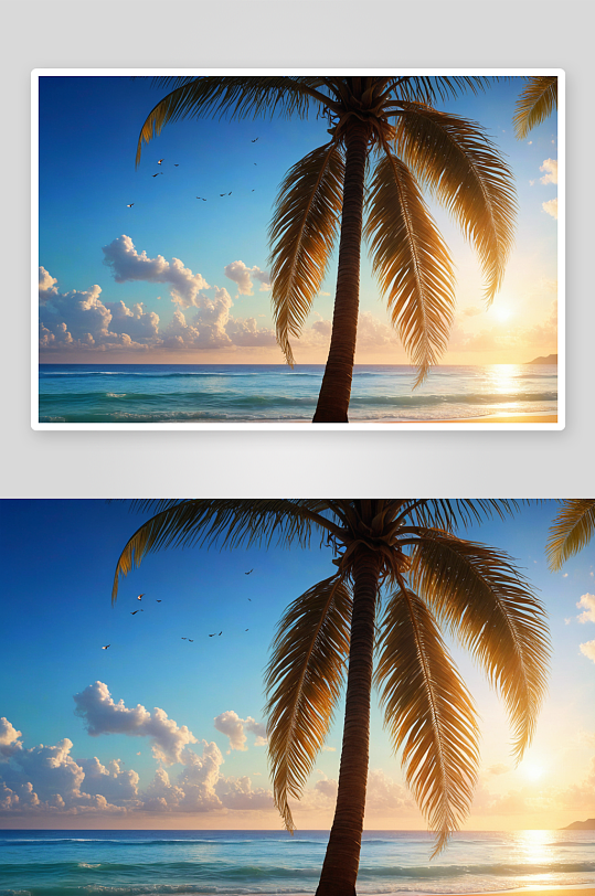 岛热带海岸一棵椰子树图片