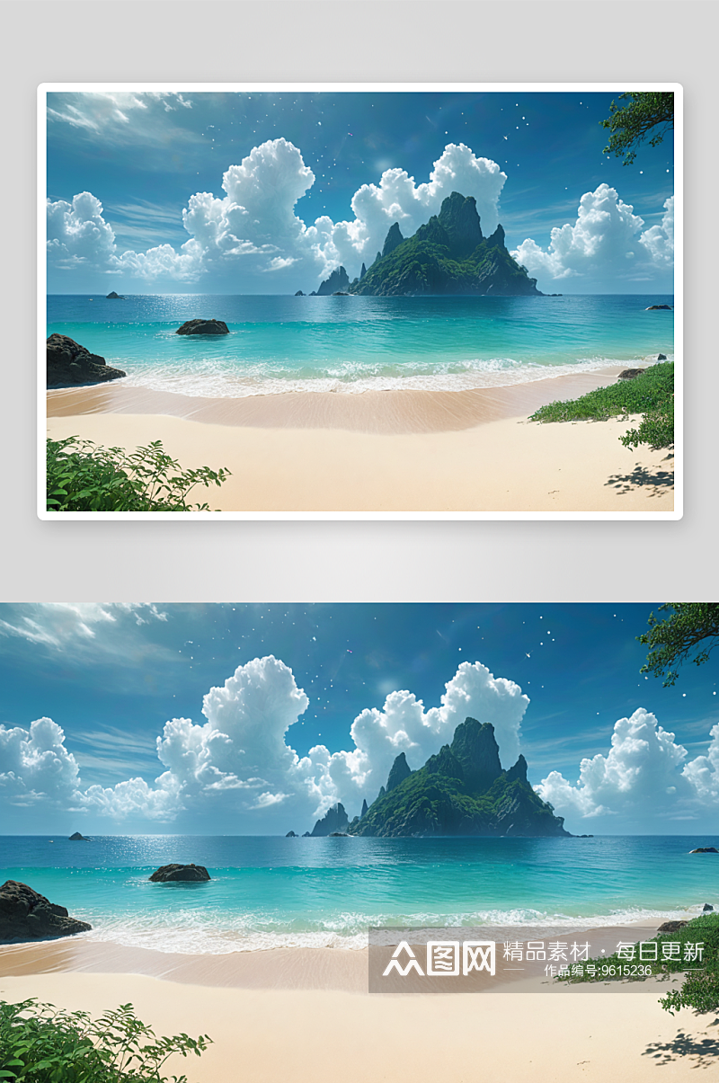 热带沙滩大海蓝天背景图片素材