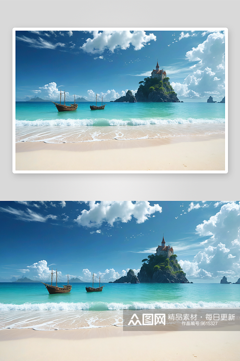 热带海滩海景蓝天背景图片素材