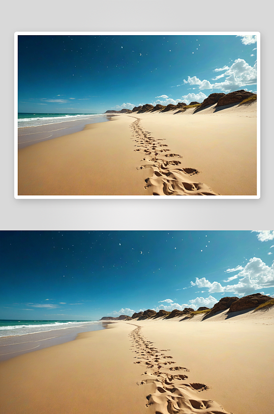 自然谷海滩风景沙滩有脚印图片
