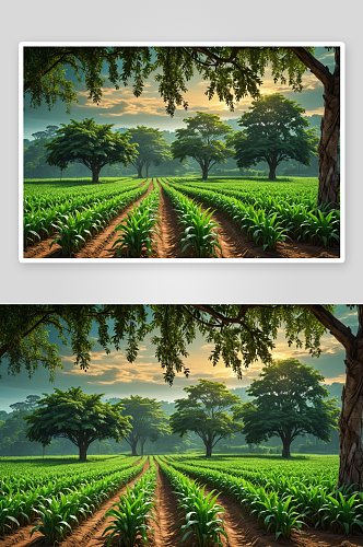小玉米种植园背景树木图片