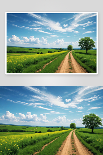 空旷乡村道路乡村风景春夏时光图片