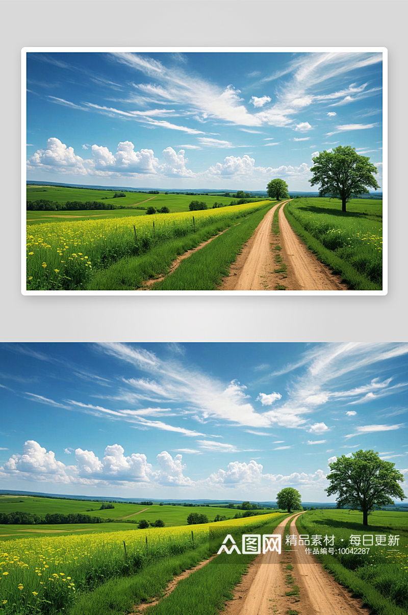 空旷乡村道路乡村风景春夏时光图片素材