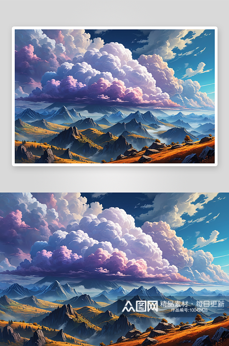 荚状云映衬着群山背景图片素材