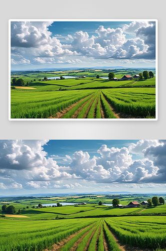白天空农田风景图片