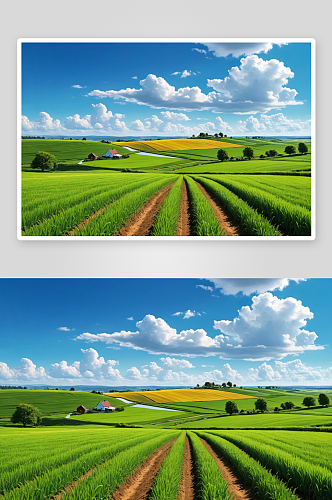 白天空农田风景图片