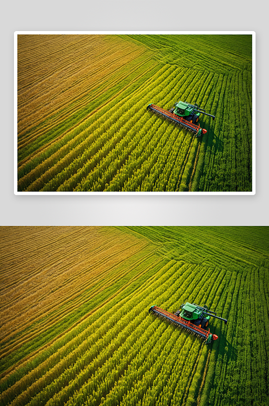 麦田收割机视图农业科技绿色智慧图片