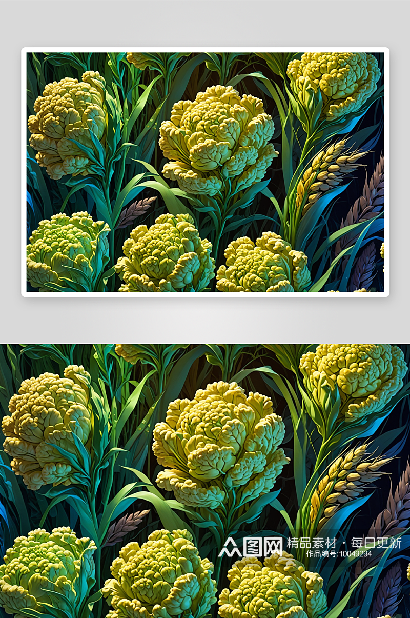 麦苗菜花搭配图片素材