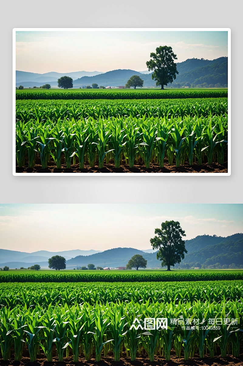 绿色玉米秸秆地里生长图片素材