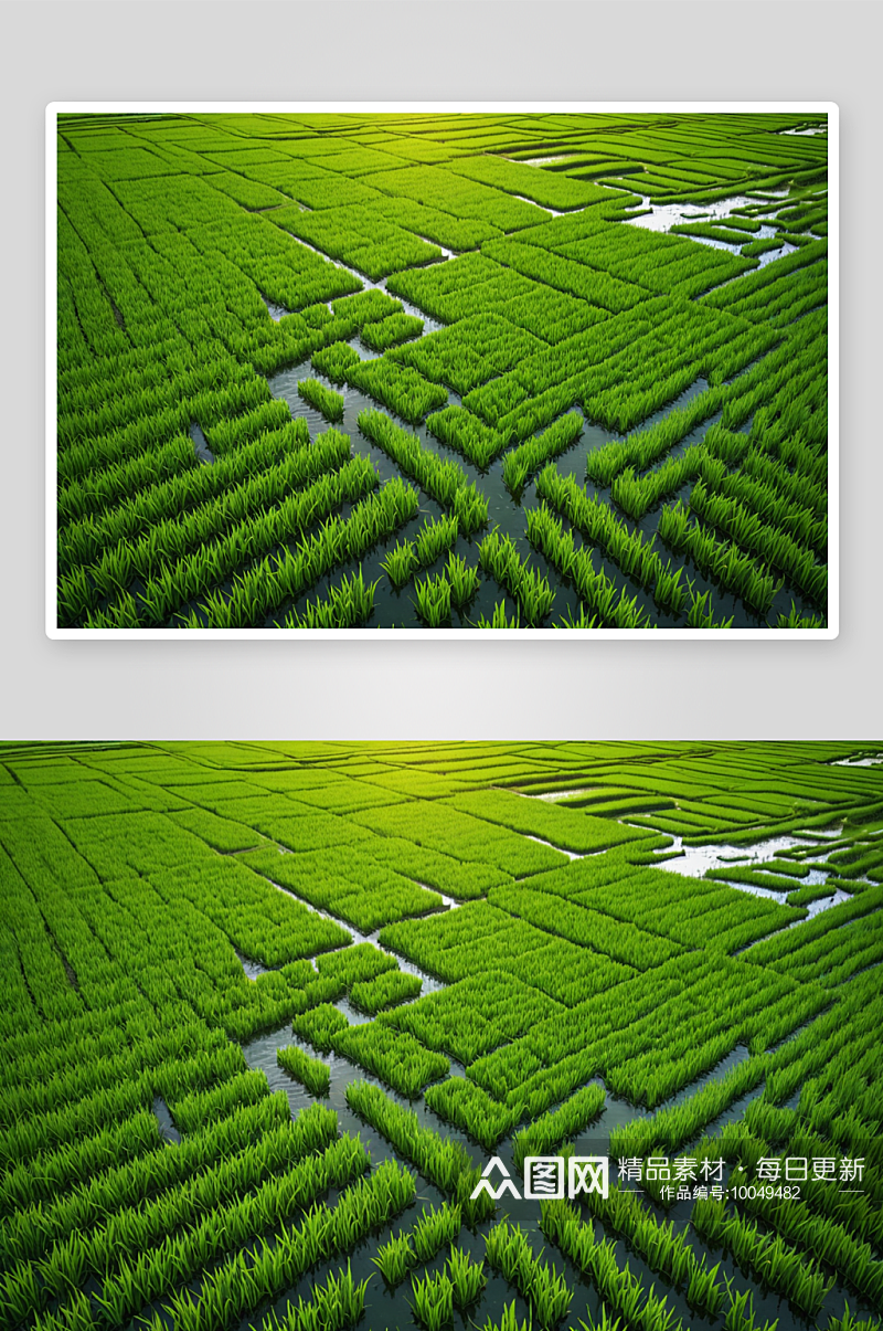 绿色稻田周围水行图像背景想法图片素材