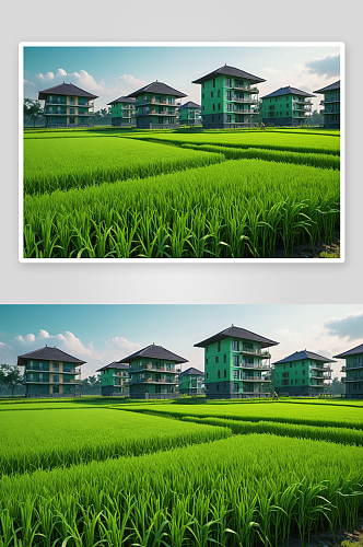 绿色稻田公寓建筑都农业图片