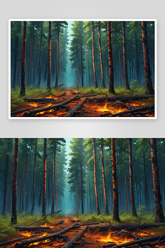 森林旁边刀耕火种图片