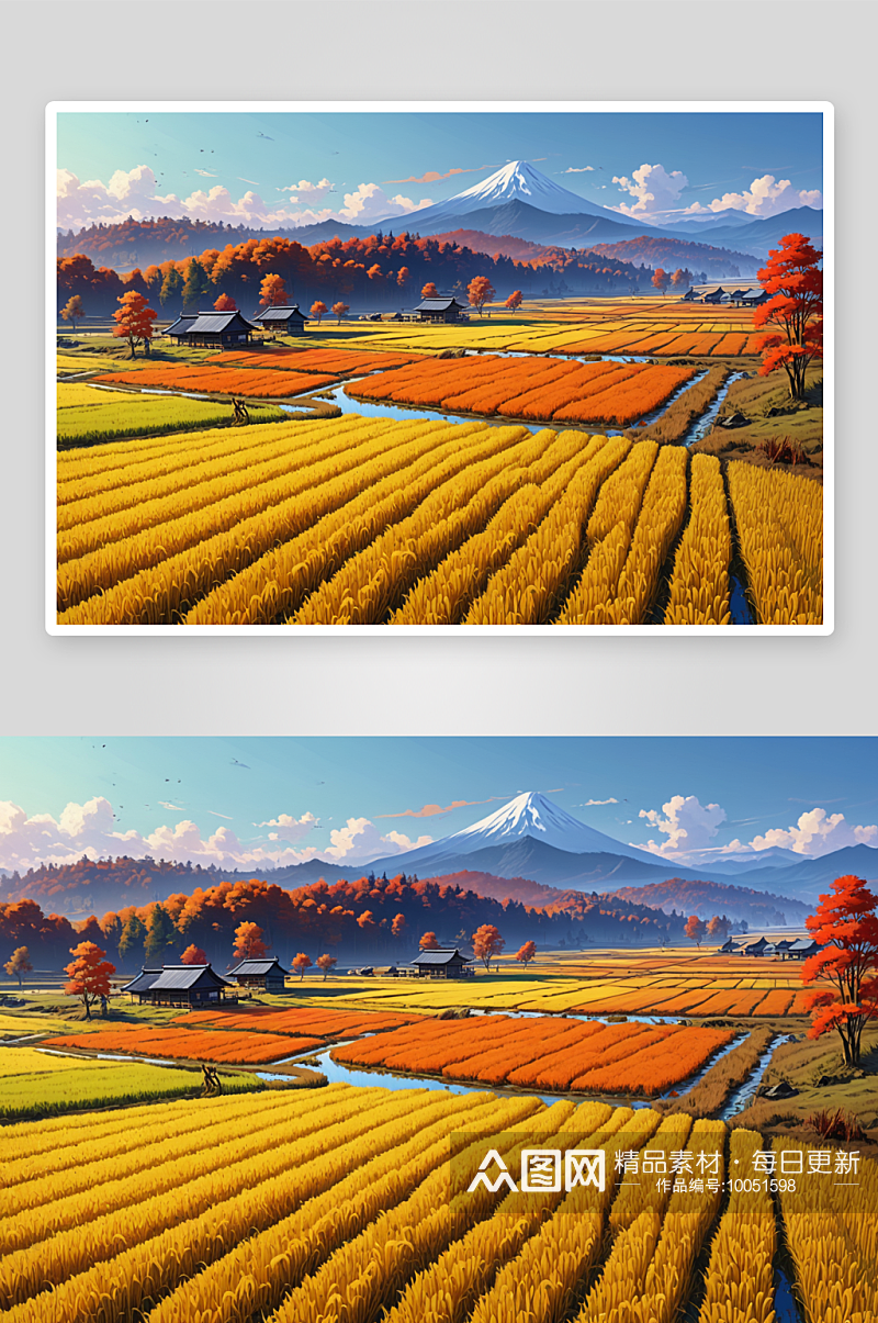秋季稻田风光图片素材