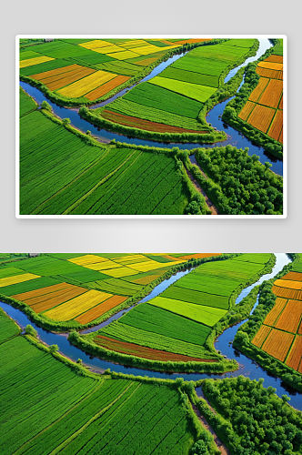 清新农业景观一条天然溪流相交图片