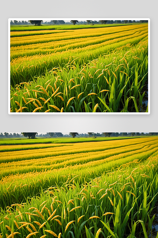 田地间生长水稻稻穗图片