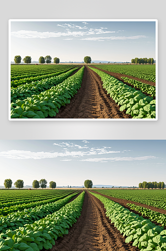 农场里一排排马铃薯丛一条小路图片