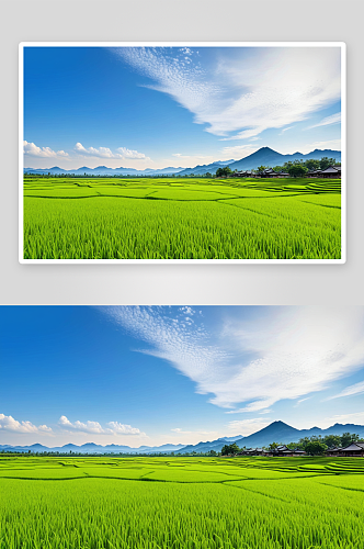 南山背景美丽稻田图片