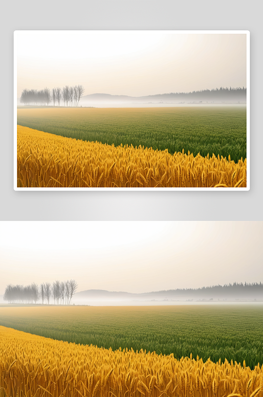 麦黄时节雾缭绕图片