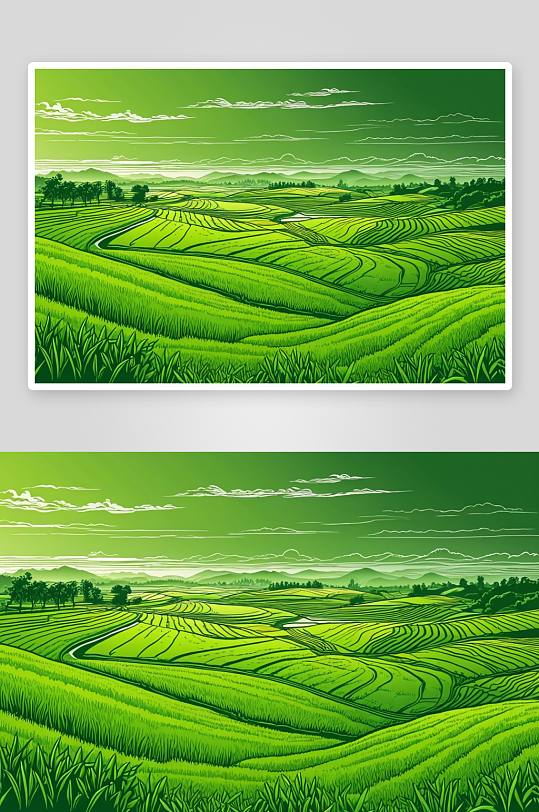 绿色田园美丽风景农业生产稻田风光壁纸图片