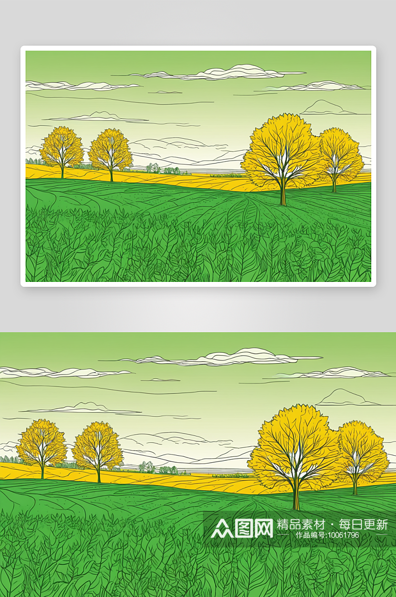 绿色田黄叶树图片素材