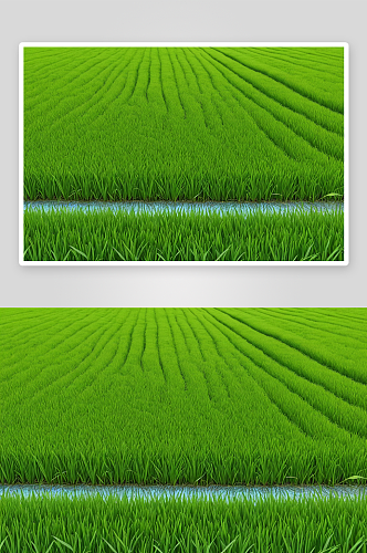 绿色稻田周围水行图像背景想法图片