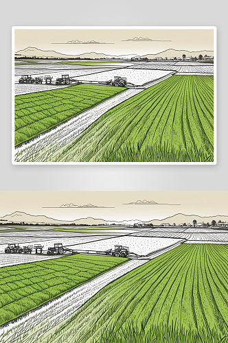 农业水稻种植示范田图片