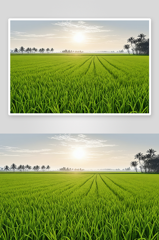 水平画幅水稻田中成熟水稻穗图片