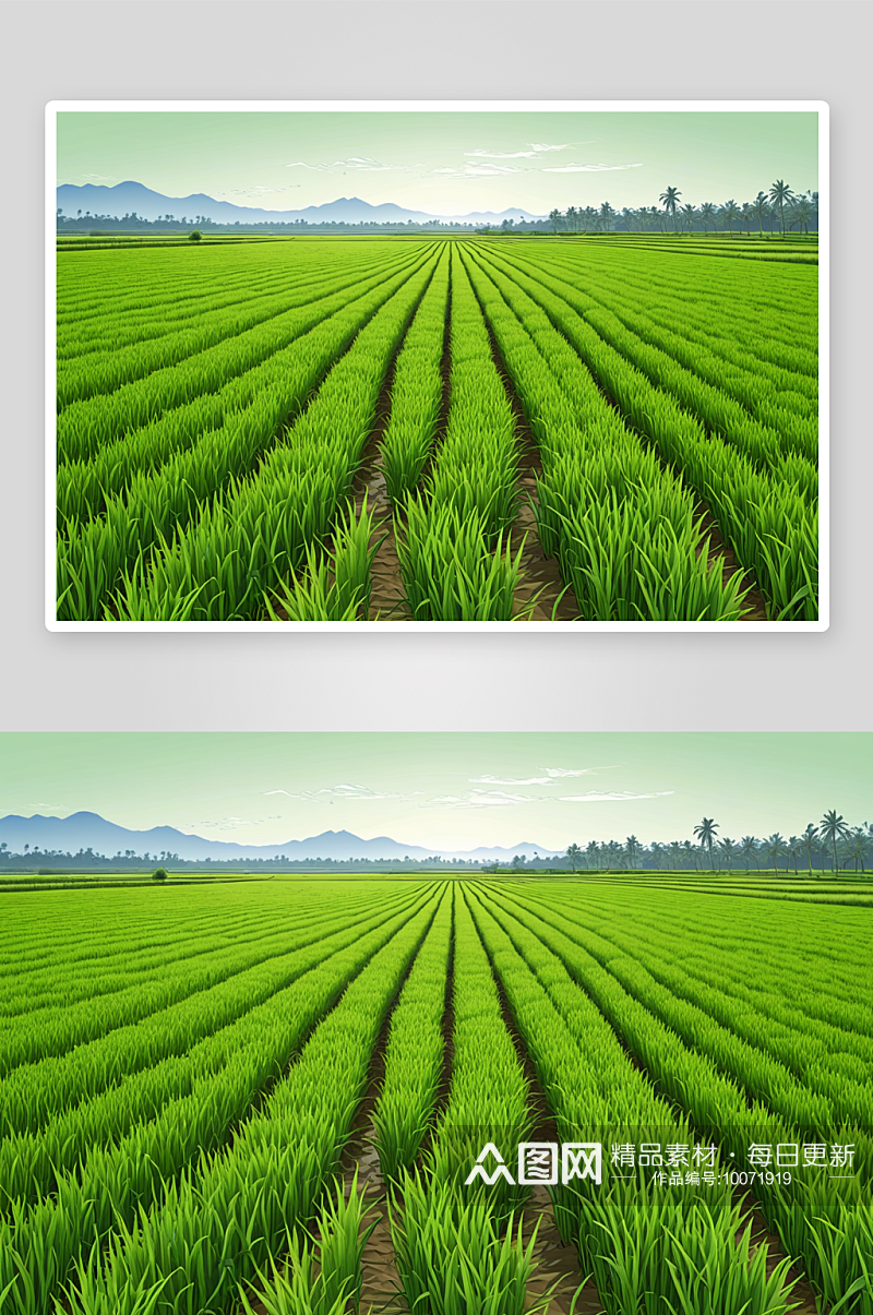 水稻田农作物种植绿色稻穗图片素材