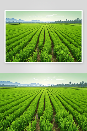 水稻田农作物种植绿色稻穗图片