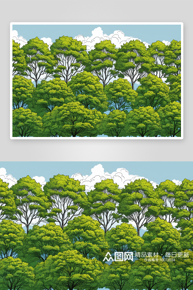 树木天空衬托下生长图片素材