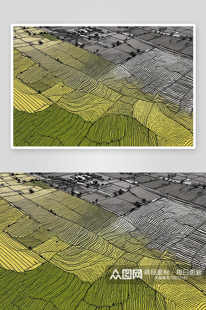 收获后稻田结构鸟瞰图图片素材