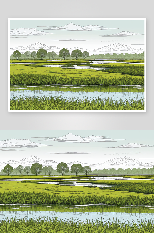 湿地保护乡村风景图片