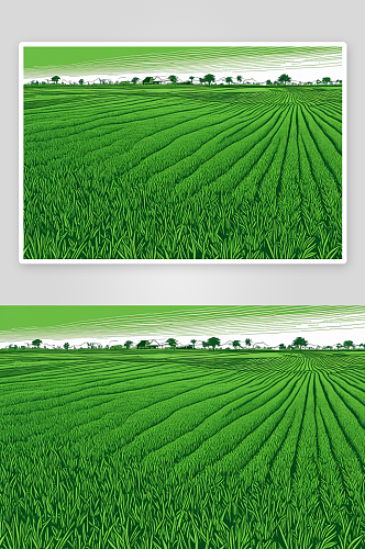 生机盎然绿色水稻种植田野图片