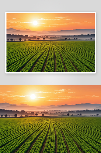 日落时天空农业田地风景图片
