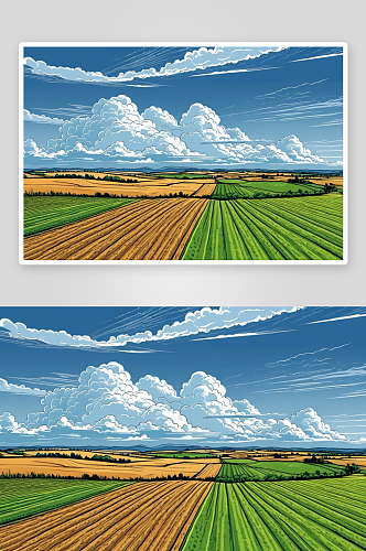 有趣云形成农田对天空风景图片