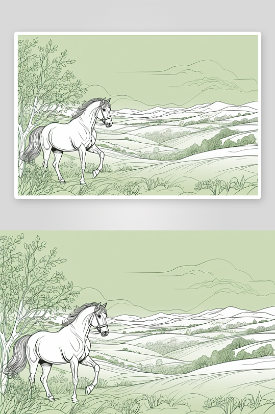 一个绿色风景骑马抽象背景图片图片