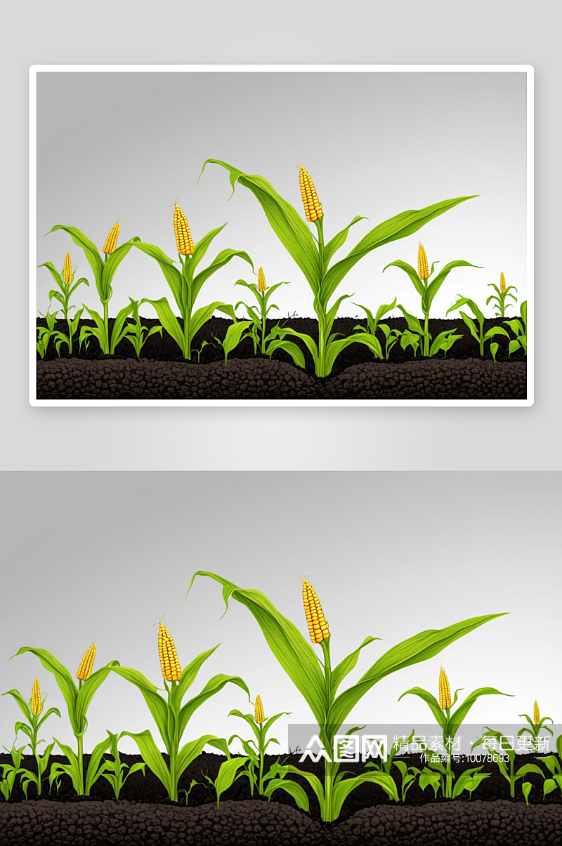 种夏至节气黑土地里生长玉米秧苗图片素材