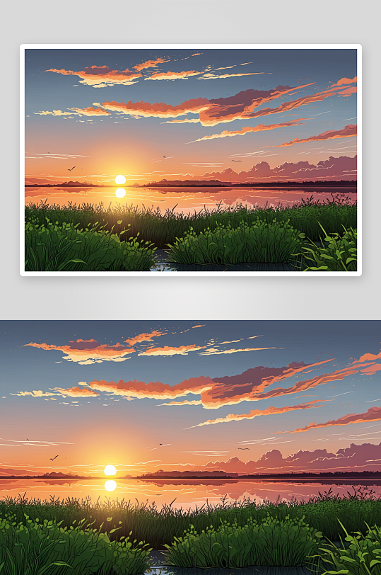 鲟鱼岸自然令人敬畏日落时间云彩图片