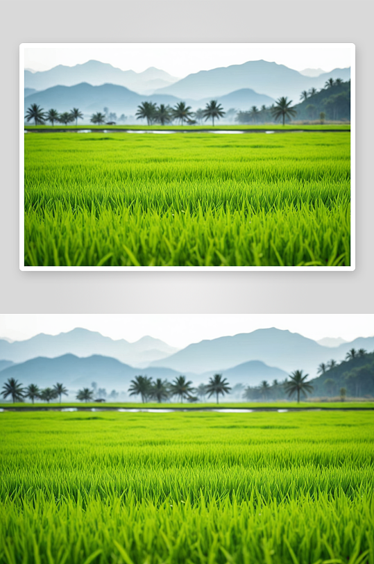选择聚焦绿色稻田高山背景自然清新理念图片
