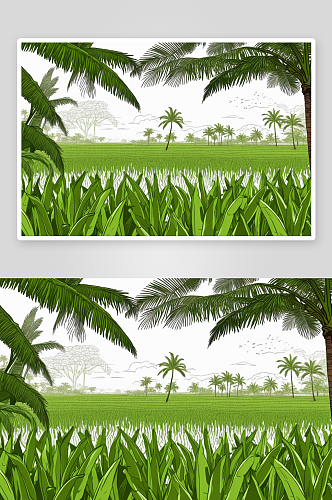 香蕉树背景水稻作物图片