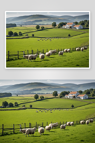 乡村环境中羊群图片