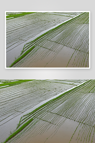 受雨季洪水影响稻田农业鸟瞰图图片