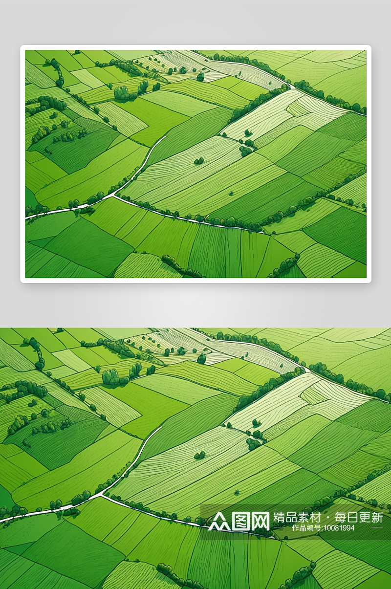鸟瞰田园风光绿色夏季农田农村图片素材