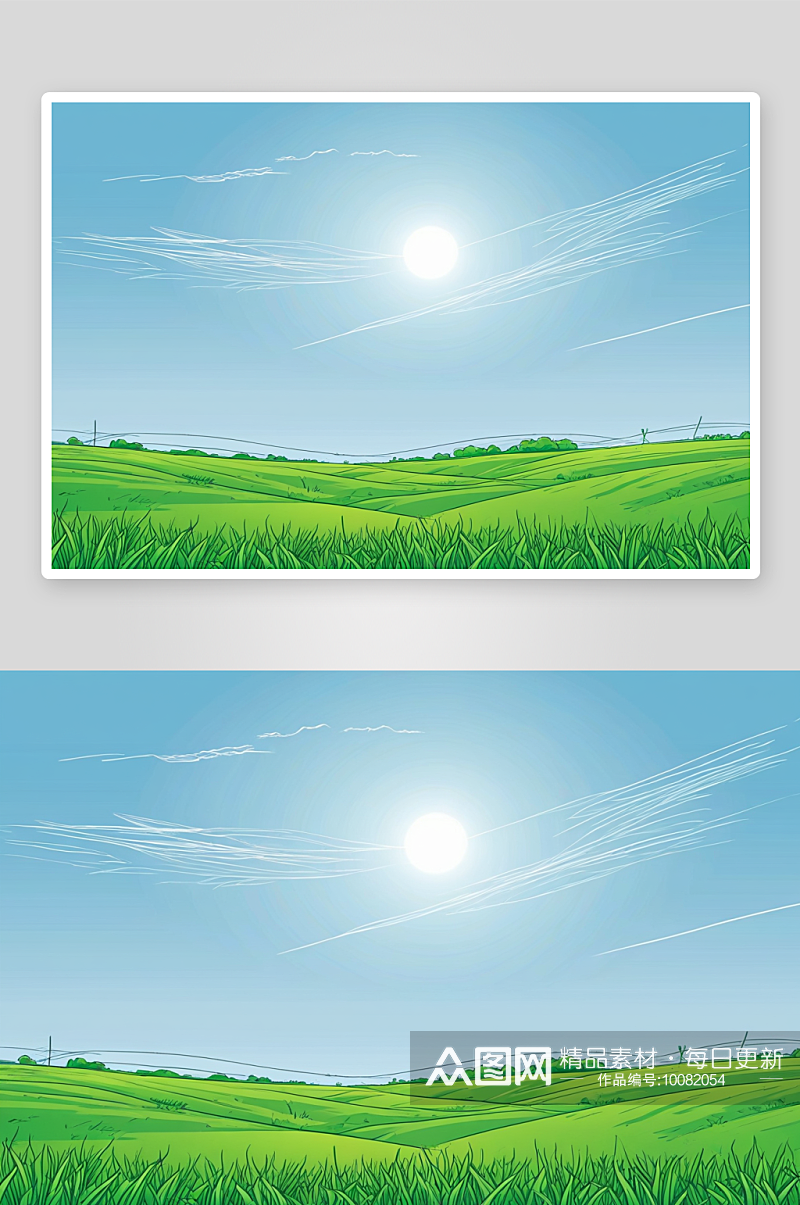 绿色草地蓝色天空图片素材